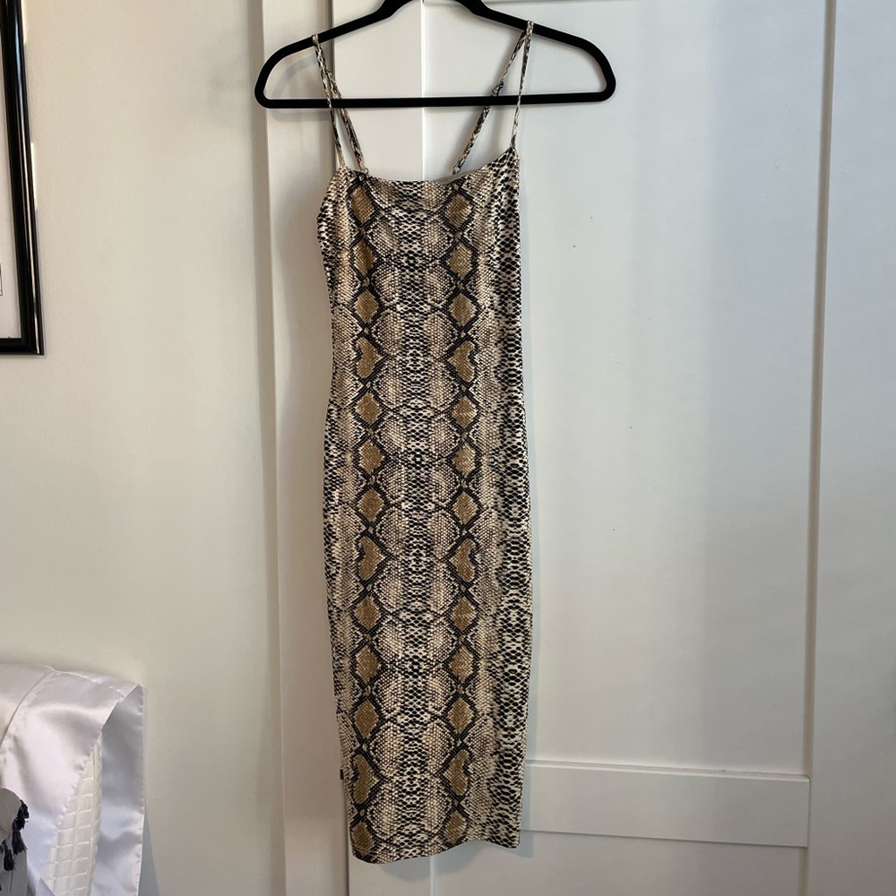 snakeskin midi dress